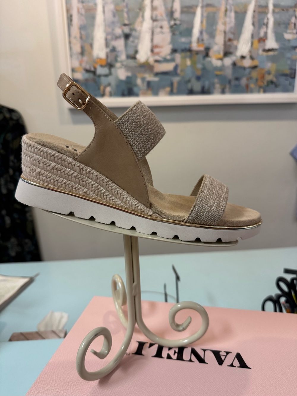 New Vaneli Cybele Natural Women’s Beige Wedge Sandal